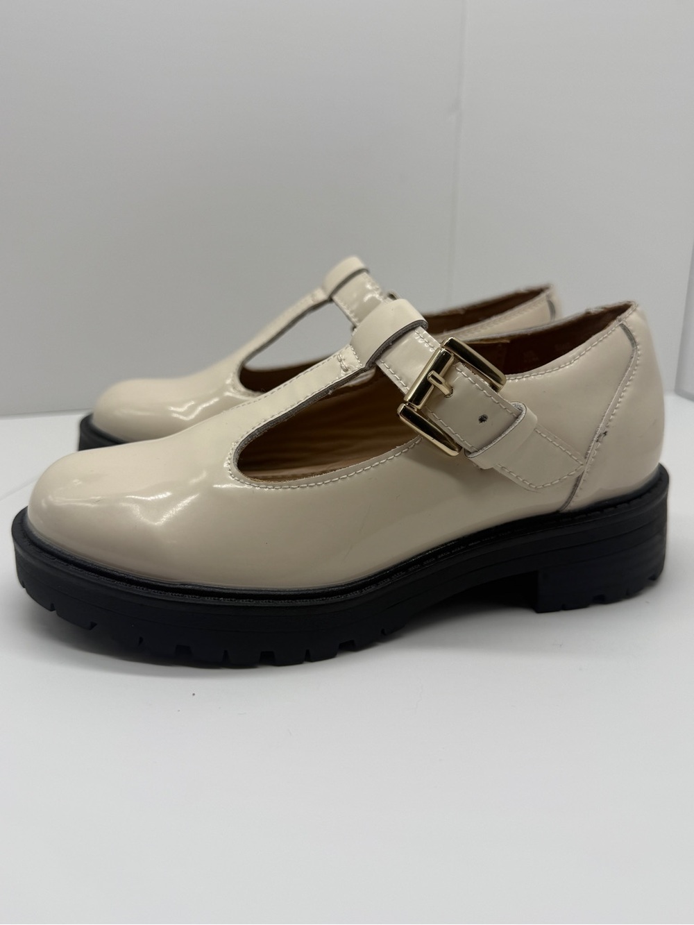 Sam Edelman Mary Jane Shoes Sz 13 Girls Flats Cream Leather Chunky Preppy